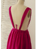 Burgundy Chiffon Short Prom Dress
